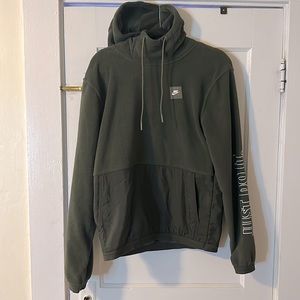 Nike pullover sweatshirt/jacket. Army green. “just do it” down side of shirt
